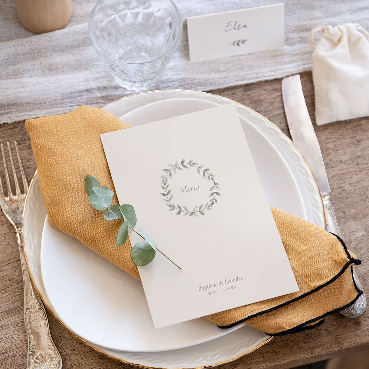 Menu de baptême douce lueur