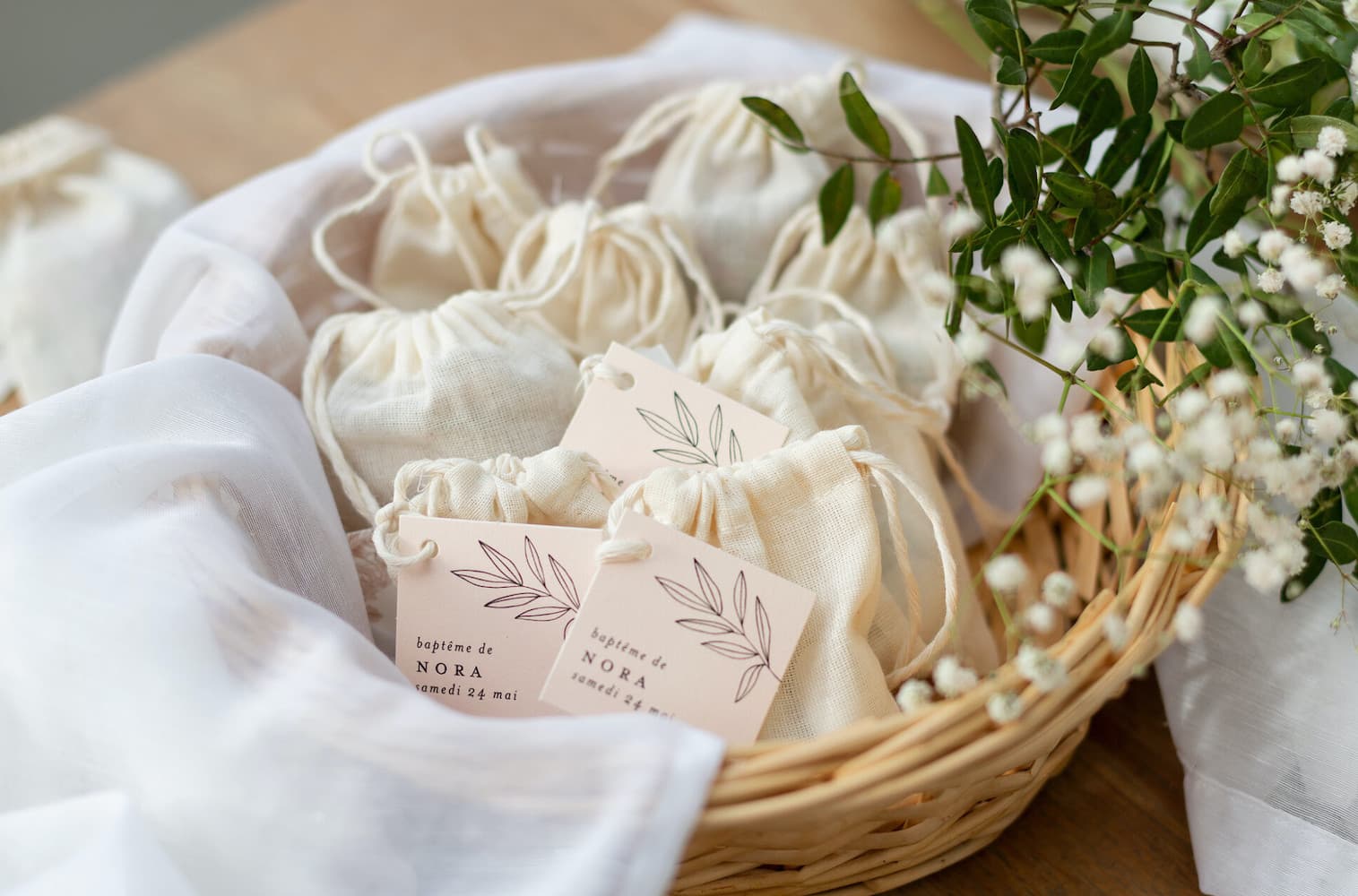 Pochons à dragées baptême