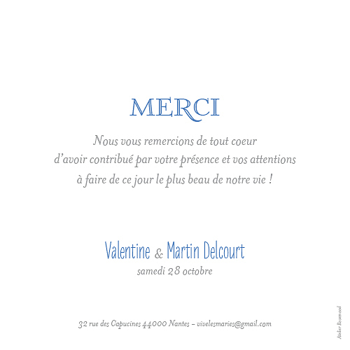 carte remerciement pour photo mariage