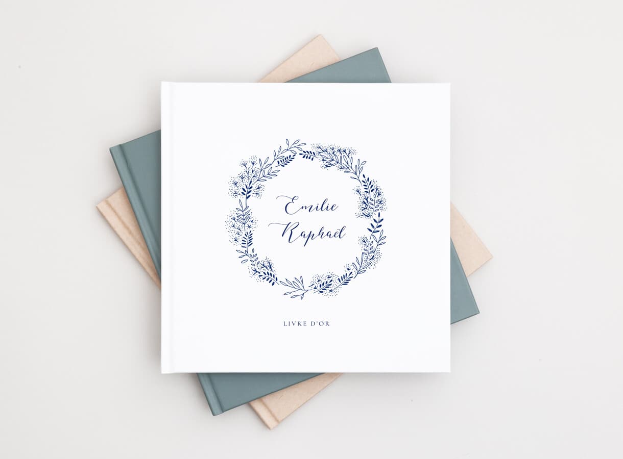 Livre d’or mariage couverture rigide illustrée