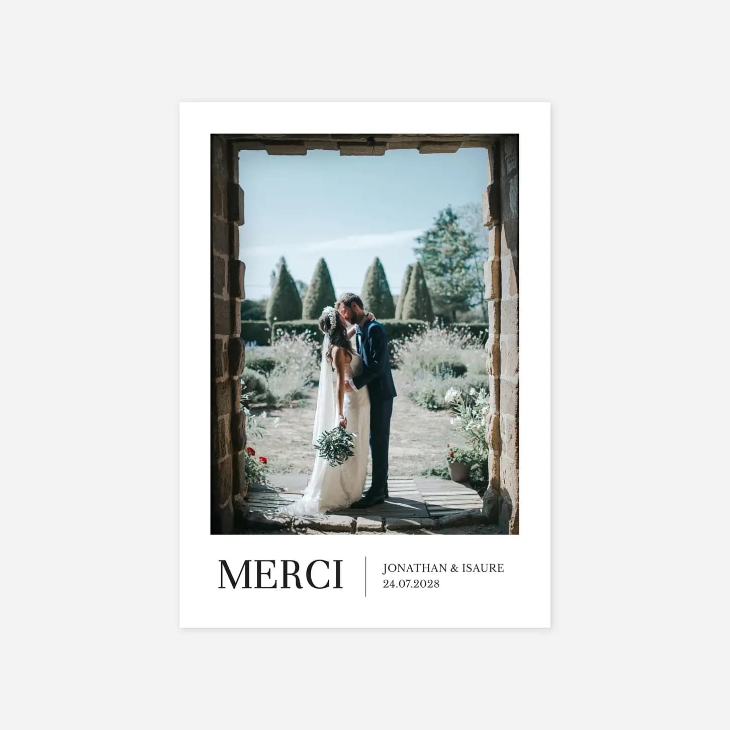 Carte remerciement mariage Élégant photo