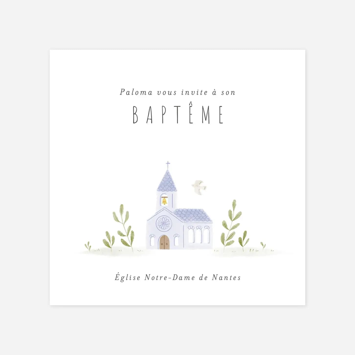 Faire-part de baptême Symboles aquarellés