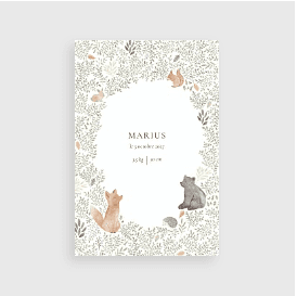 Faire-part de naissance Balade en forêt (portrait) vert