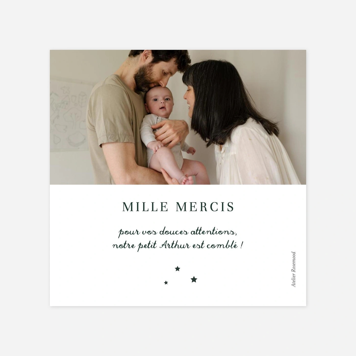 Carte remerciement naissance Conte de Noël
