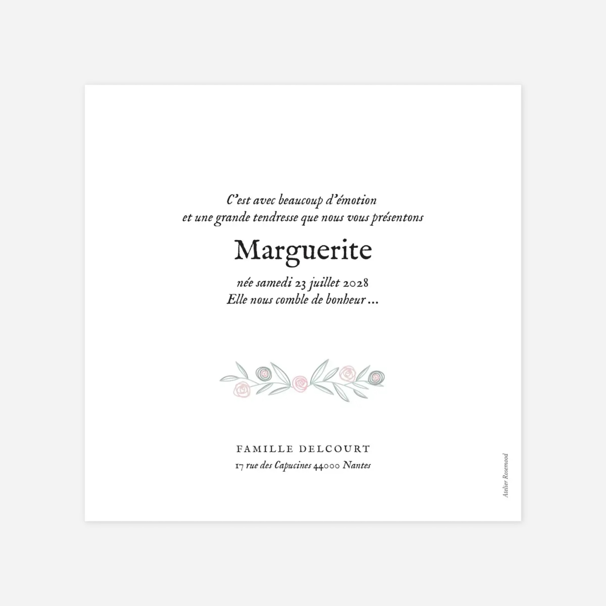 Faire-part naissance Douceur champêtre