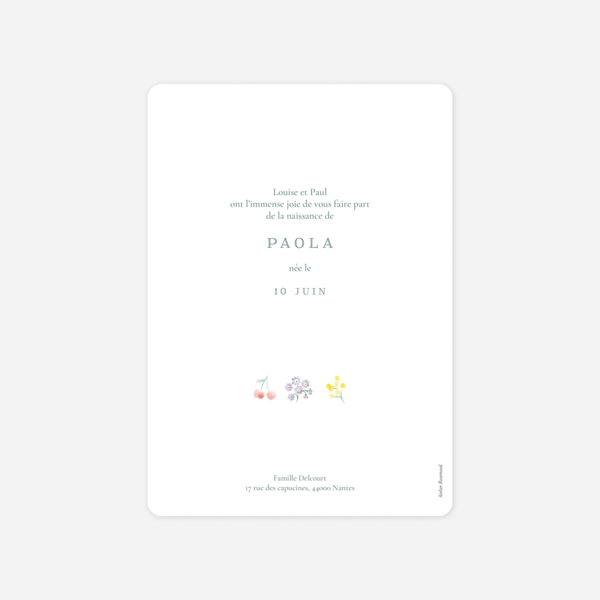 Faire-part naissance Fruits d'été