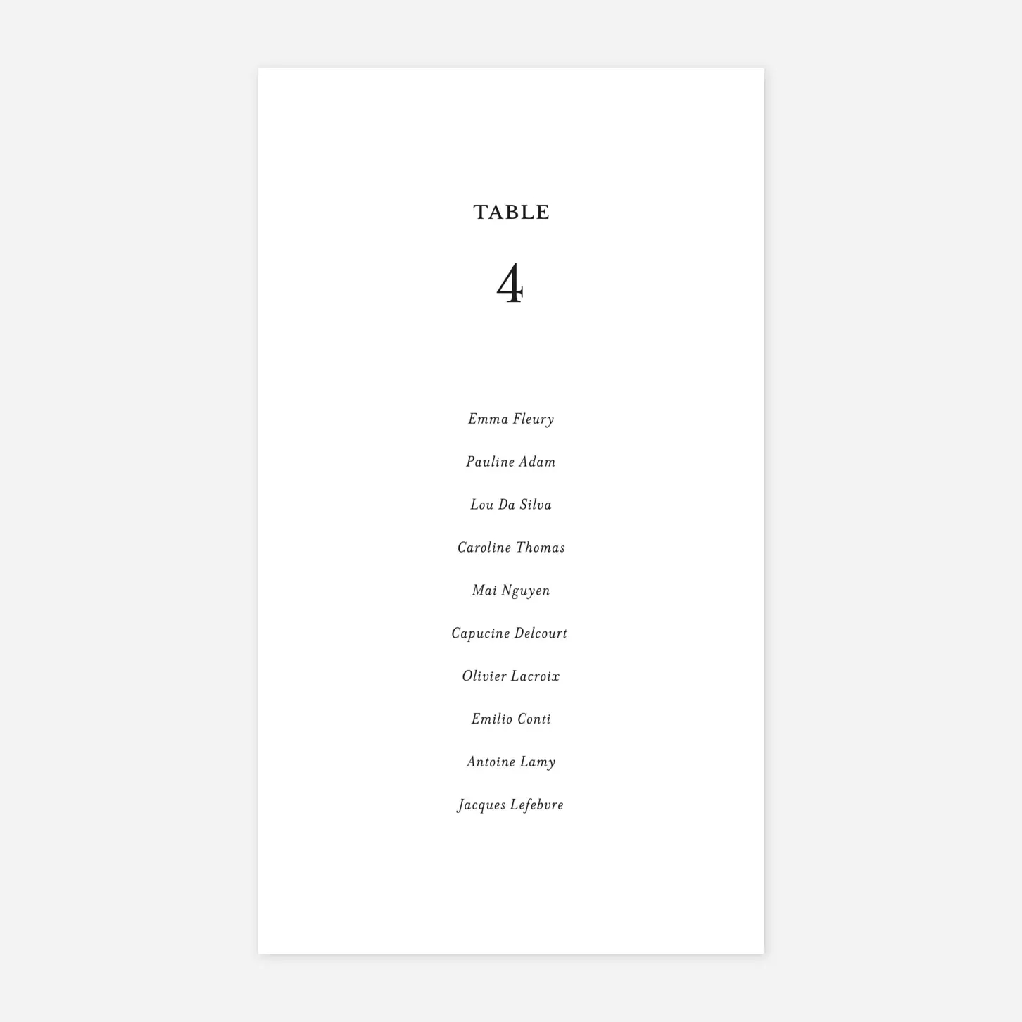 Nom de table mariage Union champêtre